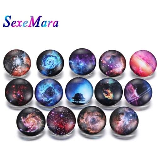10pcs/lot Starry Sky Charms Glass 18mm Snap Button Jewelry for 18mm Snaps Bracelet Snap Jewelry Bracelets & Bangles
