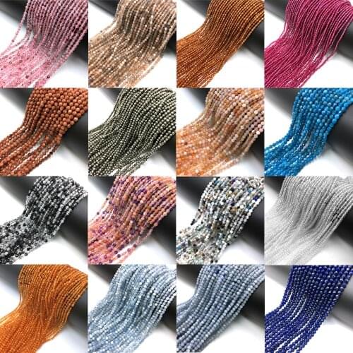 15.5" Natural 2 mm 3 mm Rubys Micro-faceted Beads Tiny Gold Sandstone Small Faceted Beads For DIY Making Jewelry Women Bracelets