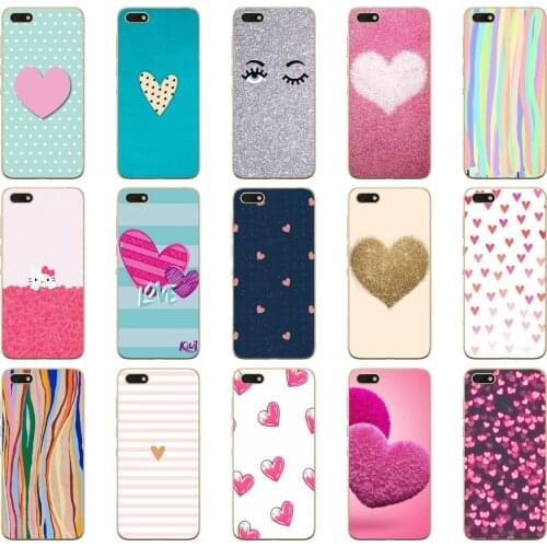 231DD Stripe Heart Silk Soft Silicone Cover Case for Huawei honor 9 10 Lite 7A 5.45 7a pro 7c 5.7 inch 7x 8x case