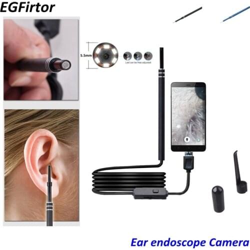 3 In 1 Ear Endoscope Camera OTG Visual Ear Spoon Functional Diagnostic Tool Cleaner Earpick Set 1.5M Cable For Android Phone PC