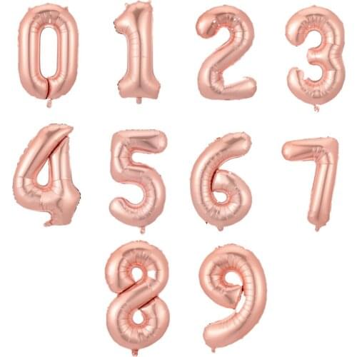 30" Rose Gold Number 0-9 Balloon Figures Foil Float Air Inflatable Balls For Happy Birthday Party Wedding Decoration