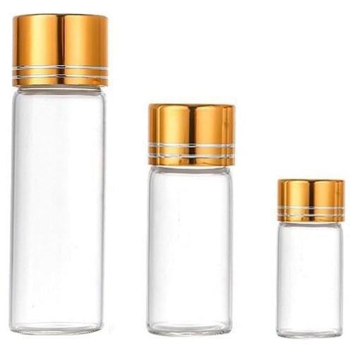 360pcs/lot 2ml 4ml 6ml Clear Glass Bottle With Screw Gold Cap Essential Oil Sample Vial Makeup Accessories