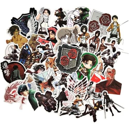 42pcs/Set Attack on Titan Anime Stickers For Mobile phone cover Refrigerator Computer Guitar Car Motorcycle Notebook Decal Etc