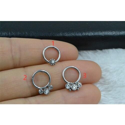 50pcs/Lot 16G All Surgical Steel Nose Seamless Hinged Segment Ring Septum Clicker Cartilage Nose/Lip Ear Diath Helix Hoop Rings