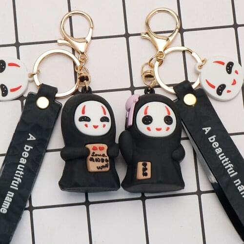 Anime Keychain Cartoon Spirited Away 3D Character Doll Pendant Key Rings Acrylic Trinket Props Bag Hanging Accessories