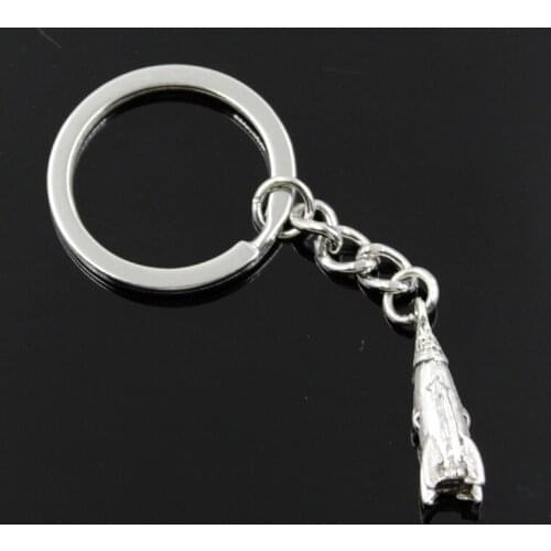 New Fashion Men 30mm Car Keychain DIY Metal Holder Chain Rocket Spaceship Missile 24x9x9mm Bronze Silver Color Pendant Gift