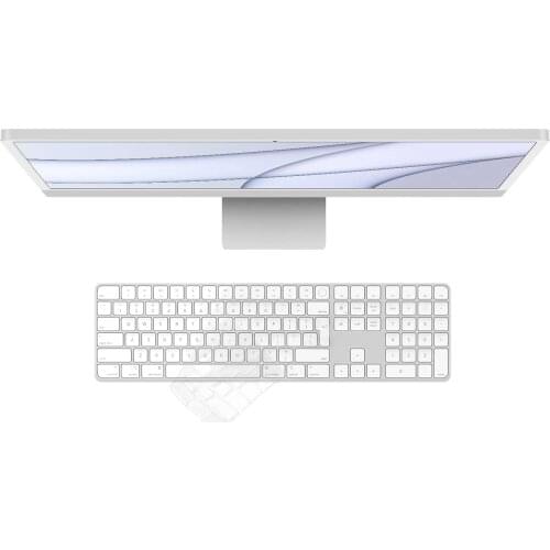 For 2021 Apple iMac 24 inch M1 Chip EU EURO US Magic Keyboard Numeric Keypad and Touch ID Model A2520 TPU Keyboard Cover Skin