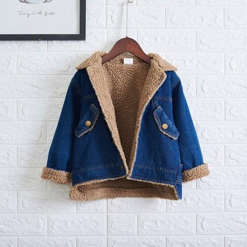Baby Boys Girls denim Jacket Coat autumn Winter Kids Windbreaker for Boy Plus Thicken Fleece Velvet Outerwear Children Clothes