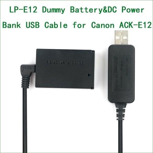 LP E12 LPE12 ACK-E12 DR-E12 Dummy Battery&DC Power Bank USB Cable for Canon EOS M M2 M10 M50 M100 M200 5V USB Charger Cable