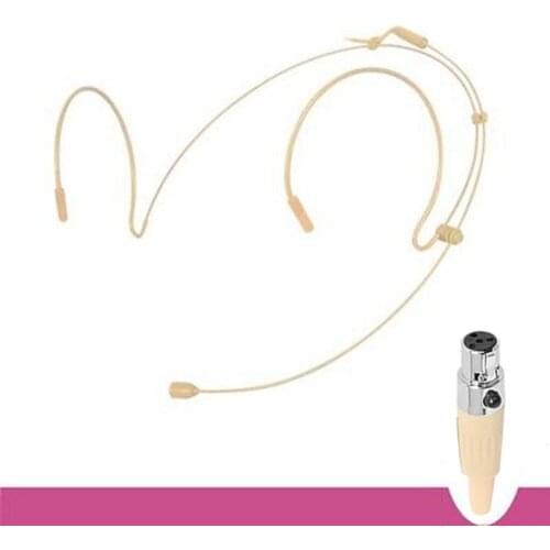 Head Worn Dual Earhook Headset Microphone Beige Mini XLR 4 Pin TA4F For SHURE Headworn Headband Mic Bodypack Transmitter