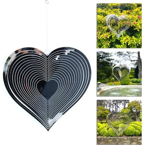 Metal Heart Wind Spinner Garden Chimes Hanging Ornaments for Outdoor Backyard Bedroom Living Room Window Decor
