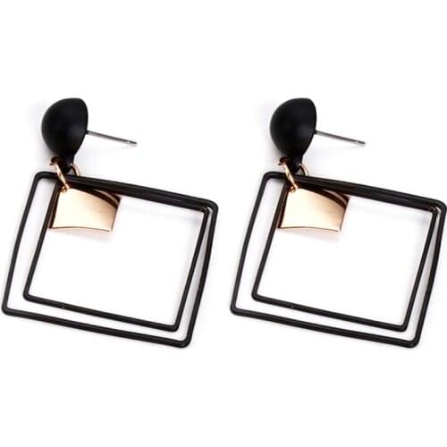 Girl Fashion Jewelry Gift Metal Rhombic Earrings