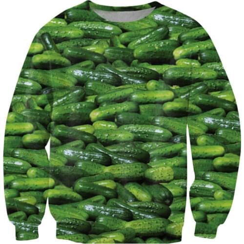 Harajuku Mens Hoodies And Sweatshirts 3D Printed Pickles Cucumber Graphic Streetwear Long Sleeve Shirt Tops