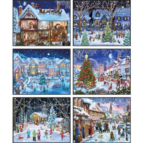 Embroidery Counted Cross Stitch Kits Needlework - Crafts 14 ct DMC Color DIY Arts Handmade Decor - Village Christmas Collection