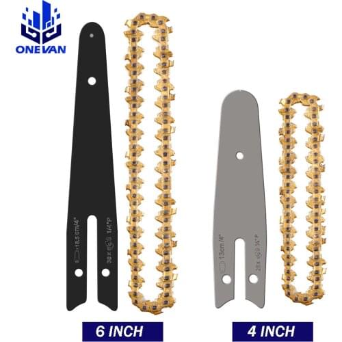 4 /6 Inch Chain Guide Electric Chainsaw Gold Chains and Guide Used For Logging And Pruning Garden Tool Replacement Chain