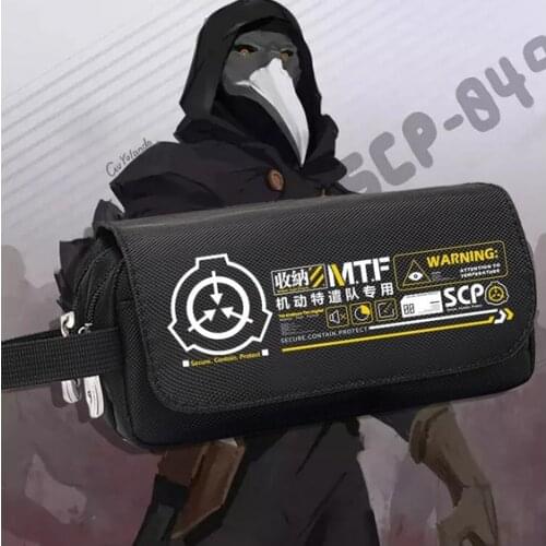 New Hot Anime SCP Foundation Casual Pen Bag Fashion Student Black High Capacity Pencil Case Storage Bag Stationery Cosplay Gift