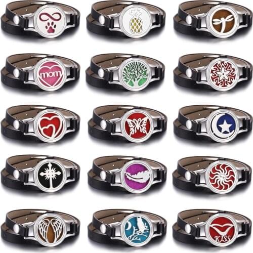 New Paw Aromatherapy Leather Bracelet Jewelry Stainless Steel Locket Leather Bracelet Essential Oil Diffuser Perfume Bracelet