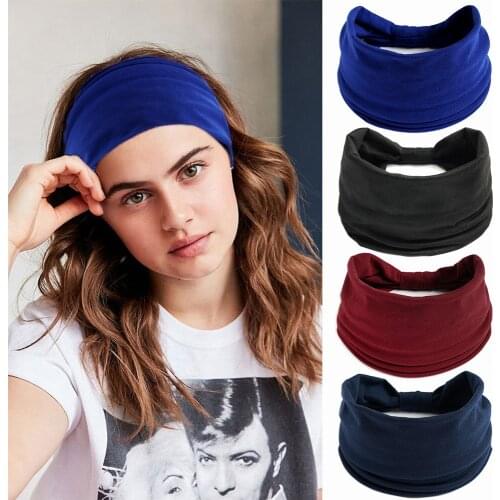 Solid color wide Elastic soft Headband Women Cross Knotted Hair Hoop ladies Hair Bands Turban Bandanas Headwear Hair Accessories