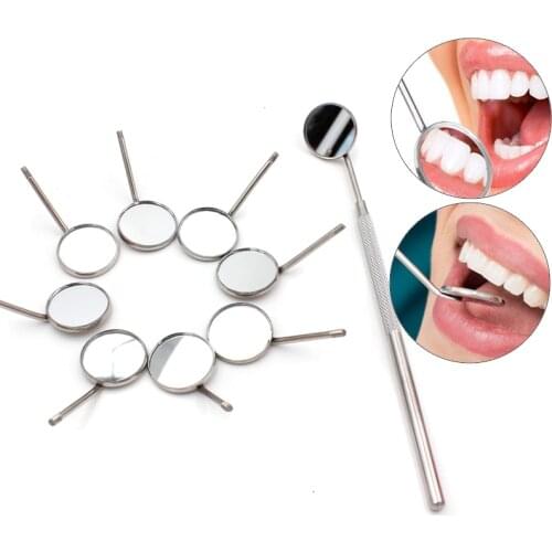 10Pcs Dental Mouth Mirror Reflector With 1Pcs Handle Dentist Equipment Stainless Steel Dental Mouth Mirror Oral Care Tool Kit