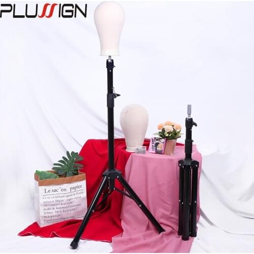Wig Stand Mannequin Head Tripod Holder Adjustable Canvas Block Head Stand 21-25Inch Cosmetology Hairdressing Hair Extensions