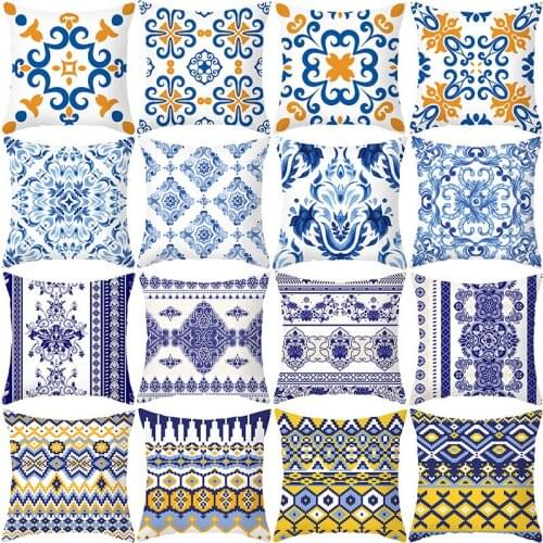 Polyester Peach Sofa Throw Pillow Cover Nordic Flower Pattern Cushion Cover For Living Room Decoration Pillow Cases 45*45