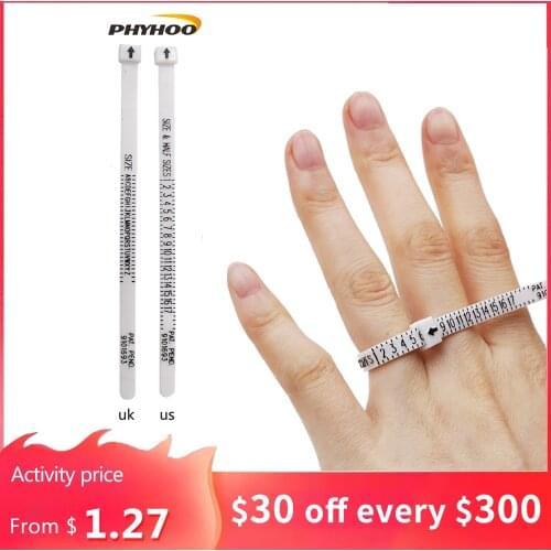 PU Ring sizers loop US size 0-13 & UK size a-z Finger size measuring tape Jewelry tools ring size 2pcs
