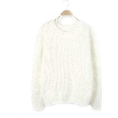 Pullovers Autumn Winter Women O-Neck Sweater Loose Knitted Ladies Sweater Female Plus Size Casual Solid Color Plush Sweater #uth