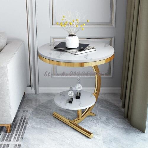 Balcony Light Luxury Marble Tea Table Living Room Simple Net Red Bedside Table Sofa Side Cabinet Corner Table Mini