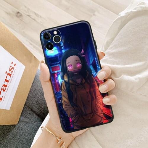 Demon Slayer Nezuko anime manga silicone Phone Case FOR iPhone Se 6 6s 7 8 Plus X Xr Xs 11 12 Mini Pro Max Glass Cover Shell