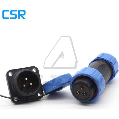 SP21 3pin waterproof connector IP68 plug female and socket male square plastic panel mounting connector