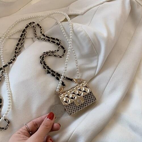 Super Mini Metal Crossbody Bags For Women 2021 Fashion Luxury Trendy Beading Female Chain Shoulder Handbags Designer