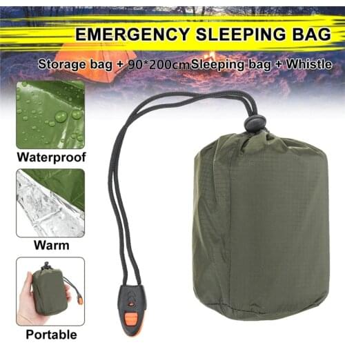 Outdoor Emergency Sleeping Bag Waterproof Camouflage Lightweight Camping Sleeping Bag Survival Bag with Whistle