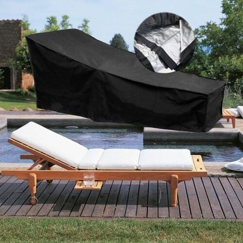 Waterproof Sun Lounge Chair Cover Veranda Patio Chaise Lounge Cover Furniture Dust Protector Black