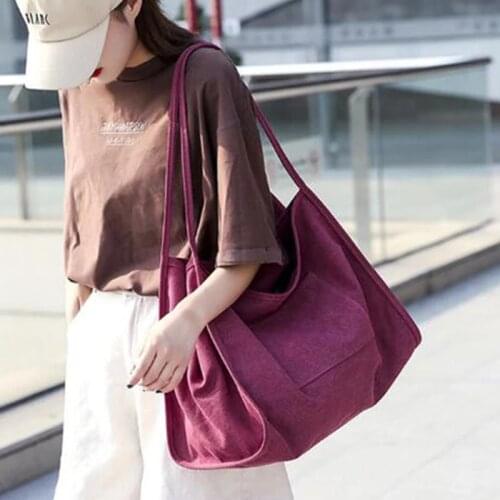 SMOOZA Canvas Women Bag Large Shoulder Bag Female Casual Tote Shopping Bags New Handbags For Ladies Big Totes Sac A Main