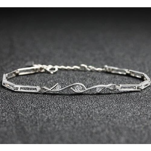 Fashion Bracelet 925 Silver Jewelry with Cubic Zirconia Gemstone Accessories for Women Wedding Engagement Party Gift Bracelets