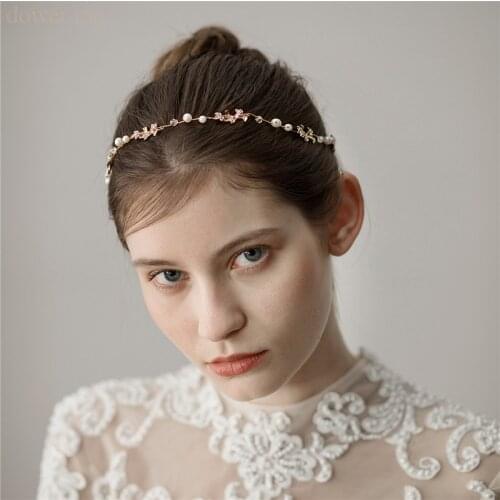 Bridesmaid Headpiece Simple Gold Leaf Women Hair Vine Bridal Headband Handmade Wedding Hair Accessories