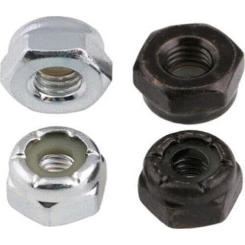 100PCS 5#-40 Steel Black or white zinc Hex Nylon Insert Lock Nut Self-locking Nylock Nut