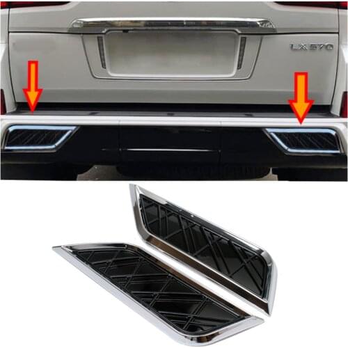 Chrome Black Car Rear Tail Bumper Exhaust Cover Super Sport Style Sticker Trims For Lexus LX 570 LX570 2016 2017 2018 2019 2020