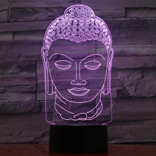 3D Buddha Lamp 7 Color Changing Night Lamp Atmosphere Bulbing Light LED Visual Illusion Friends Gift Party Decor Drop Shipping