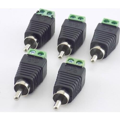 5pcs/lot CCTV Phono RCA Male Plug TO AV Terminal Connector Video AV Speaker Wire cable to Audio Male RCA Connector Adapter