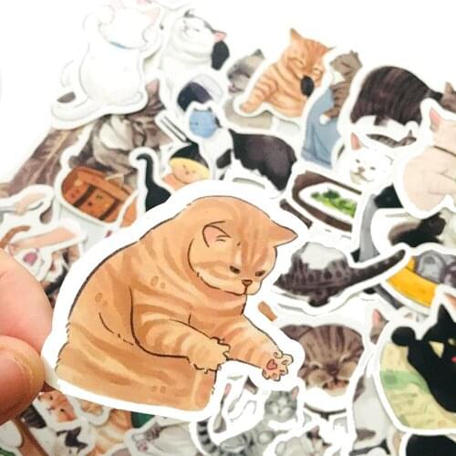 54Pcs Cute Cats Stickers Luggage Skateboard Suitcase Laptop Guitar Waterproof Graffiti Sticker Kids Toy Gift