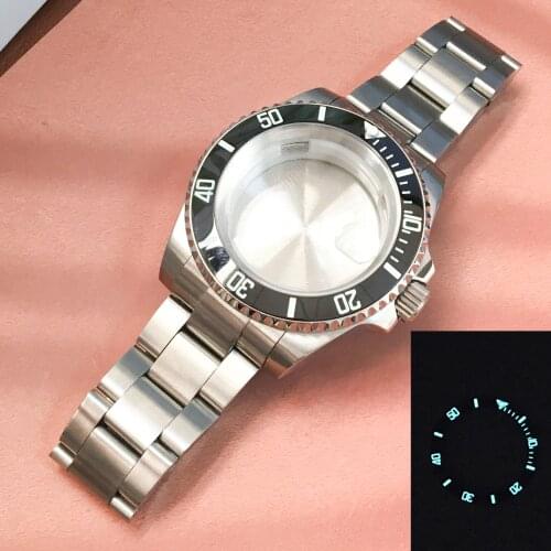 40mm watch accessories, luminous ceramic insert into watch ring, sapphire glass, suitable for ETA 28362813 3804, GMT Miyata 8215