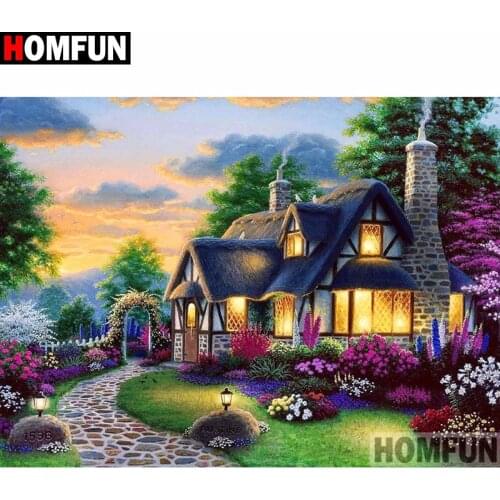 HOMFUN Full Square/Round Drill 5D DIY Diamond Painting "House landscape" Embroidery Cross Stitch 5D Home Decor A07561