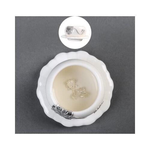 Dehua White Porcelain 999 Silver Tea Cup Silver Fish Tank Sterling Silver Tea Set Cup And Suacer Kung Fu Black Tea Teaware