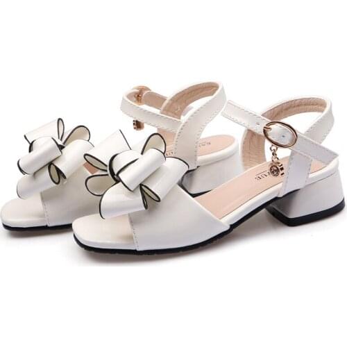 Skoex Childrens Sandals New Girls Fashion Bow Princess Shoe Kids Soft Bottom Non-slip Dance Shoe Student Casual Summer Shoes