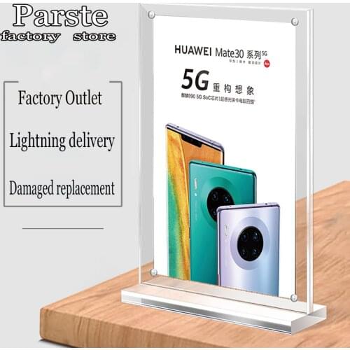 Double Sided Clear Acrylic Menu Paper Holder Stand Plastic Table Sign Card Holder Desktop Message Poster Display Stand Vertical