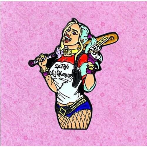 Jokers Favor Super Villains gotham city girl Daddys Little Monster enamel pin brooch