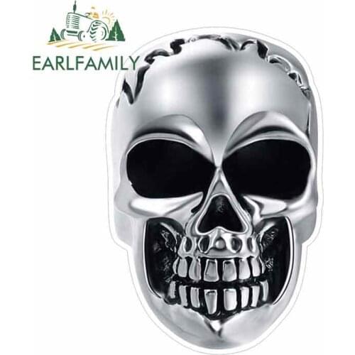 EARLFAMILY 13cm x 13cm for Skeleton Skull Emblem Funny Car Stickers Bumper Trunk Truck Graphics Sunscreen Vinyl JDM Fine Decal