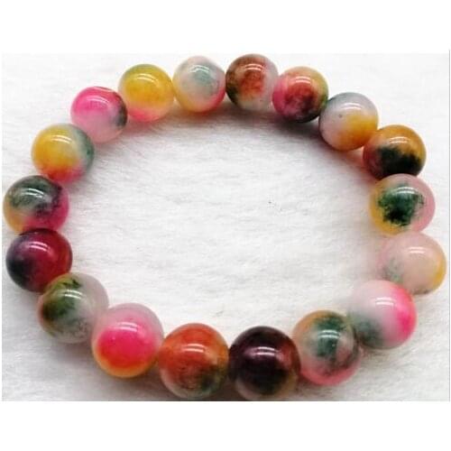 8mm Natural Mix Colour Dragon Veins Agate Gemstone Stretchy Bracelet Bangle