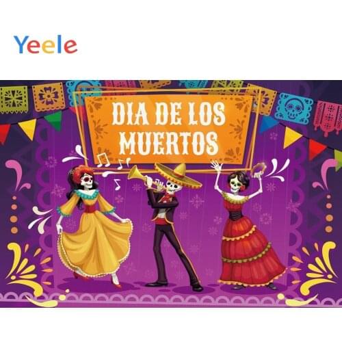 Yeele Day of the Dead Photography Backdrops Mexicos Skull Skeleton Event Banner Decor Photo Background for Party Decorations